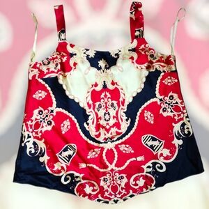 INC International Concepts 100% Silk Baroque Scarf Print Tank Top – Size 18W NWT
